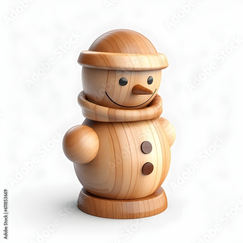 Wooden Christmas gift snowman. Generative AI