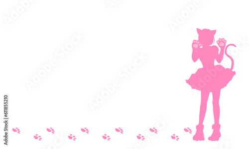 猫耳コスプレ女性の背景イラスト