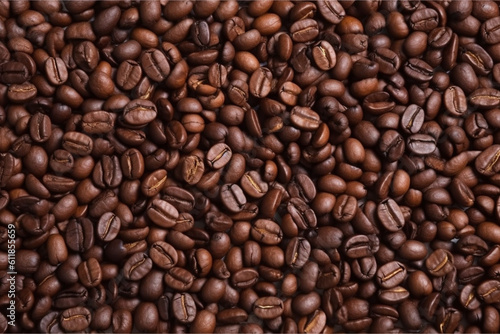 Roasted coffee beans background texture full frame © alisaaa