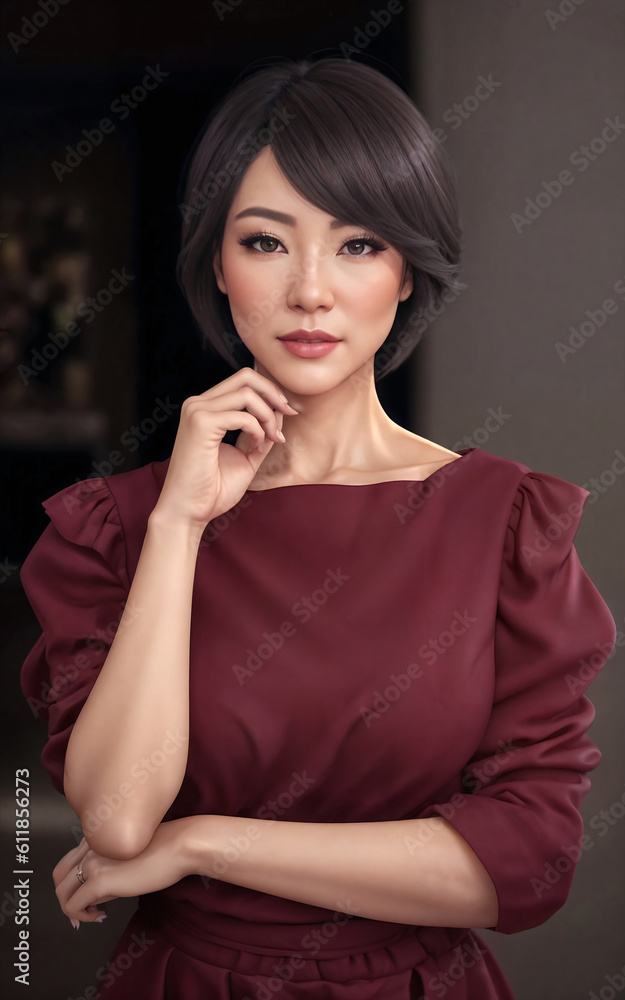 beautiful asian woman at apartment condominium night time, generative AI beautiful asian woman at apartment condominium night time, generative AI