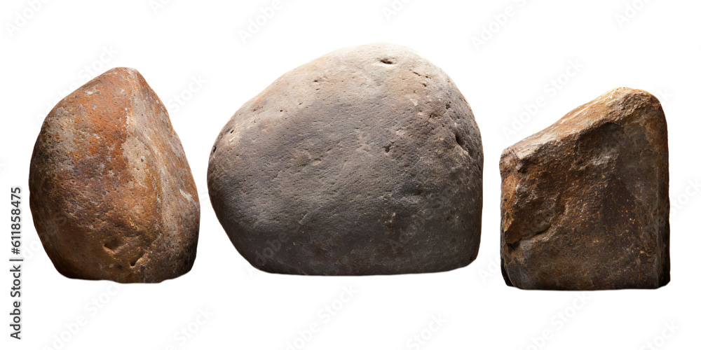 Stones isolated on transparent background, Generative AI Stones isolated on transparent background, Generative AI