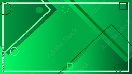 Green gradient geometric rigid outlines frame background.