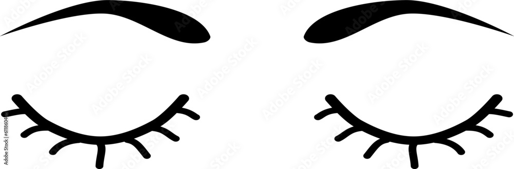 Sleeping eyes simple lines art. Eyes close. Vector illustration. Sleeping eyes simple lines art. Eyes close. Vector illustration.