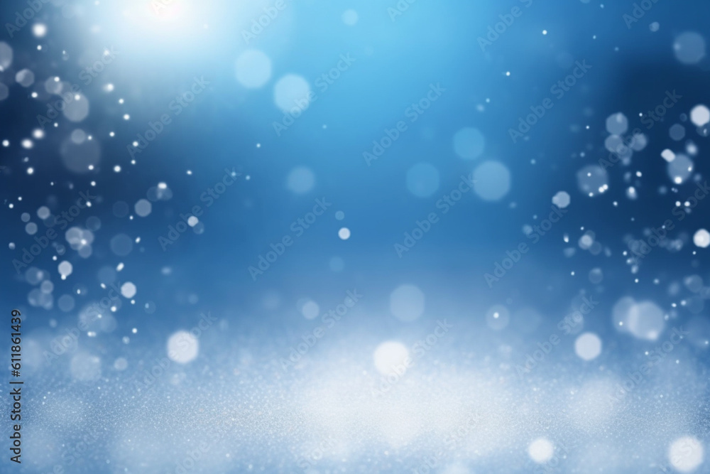Snow christmas magic lights background with copy space