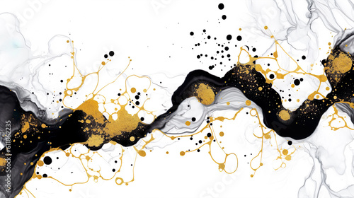 黒と金のアルコールインクアートの背景 Generative AI