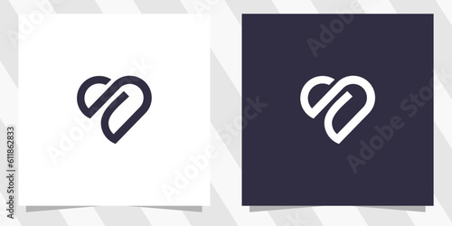 letter s with love or heart logo design photo