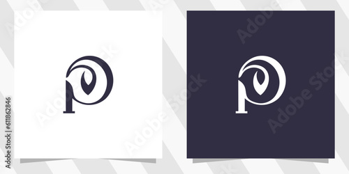 letter p with leaf logo design