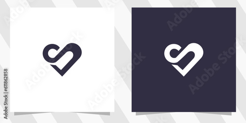 letter s with love or heart logo design