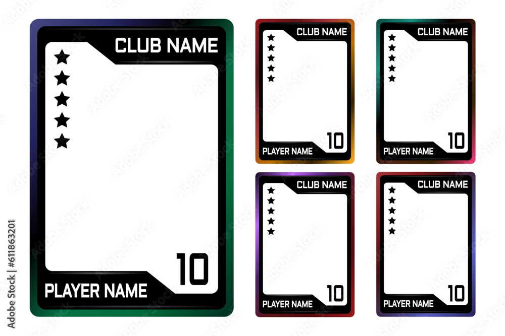 neon player trading card frame border template for game, toys,football