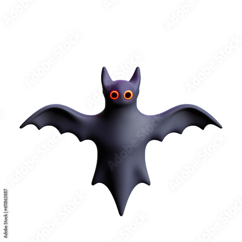 ghost bat in halloween theme, 3d plastic style - generative ai.