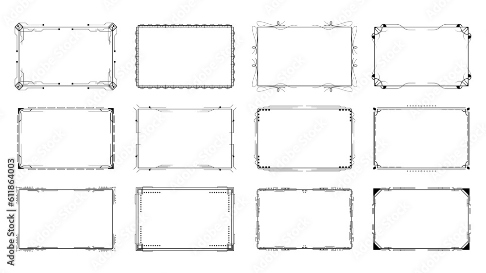 Set Abstract Black Collection Simple Line Rectangular Frame Doodle Outline Element Vector Design Style Sketch Isolated Illustration For Wedding And Banner Set Abstract Black Collection Simple Line Rectangular Frame Doodle Outline Element Vector Design Style Sketch Isolated Illustration For Wedding And Banner