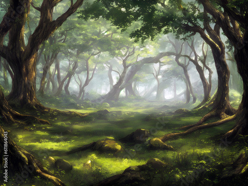Mysterious Forest, Generative AI Illustration © pandawild