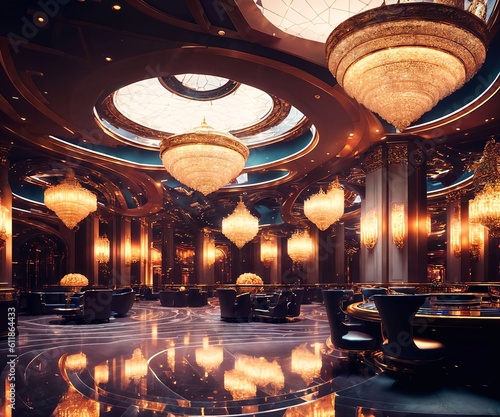 interior design of luxury hotel lounge casino hall, generative AI
