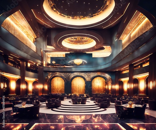 interior design of luxury hotel lounge casino hall, generative AI