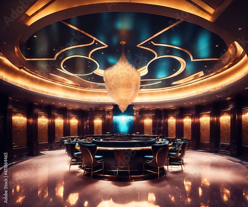 interior design of luxury hotel lounge casino hall, generative AI