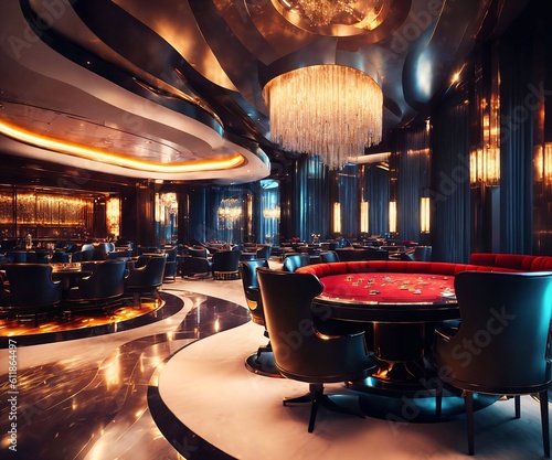 interior design of luxury hotel lounge casino hall, generative AI