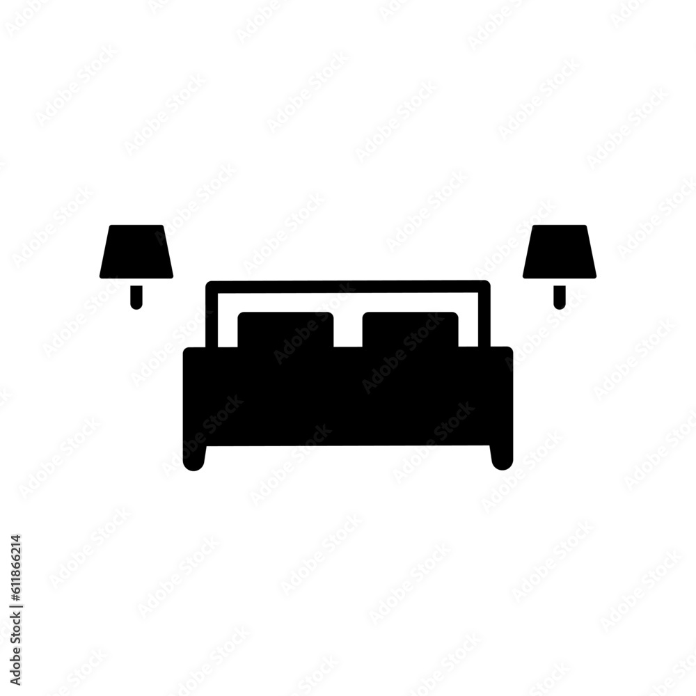 Vector element of King size Bed, Glyph icon. Vector element of King size Bed, Glyph icon.