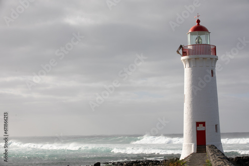 Port Fairy lighthouse  built 1859  on Griffiths Island  Victoria  Australia. 