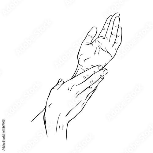 Two Hand drawn gesture sketch vector illustration line art