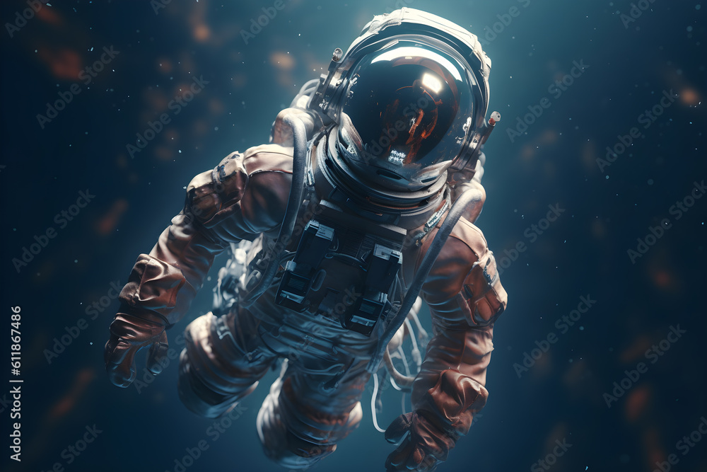 Fototapeta premium an astronaut floating through space - generative ai
