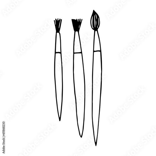 paintbrush set hand drawn in doodle style. icon, sticker.