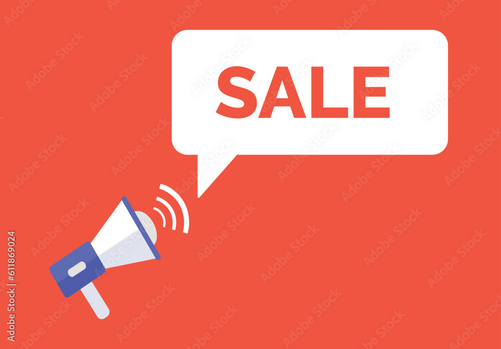 Sale announcement speech bubble with megaphone, Sale text speech bubble vector illustration Sale announcement speech bubble with megaphone, Sale text speech bubble vector illustration