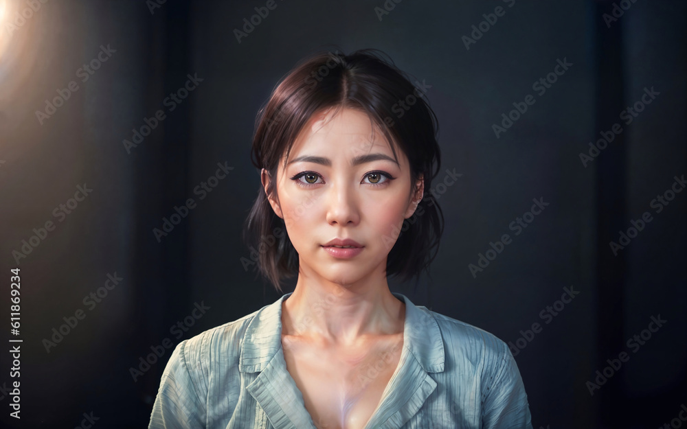 beautiful asian middle aged woman at house apartment, generative AI beautiful asian middle aged woman at house apartment, generative AI