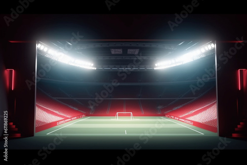 The enterance for players in the stadium with spotlight photo