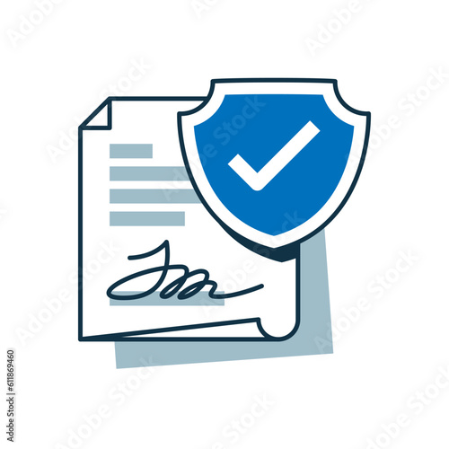 legal protection, document legality with signature concept illustration flat design vector eps10. graphic element for landing page ui, linear icon, infographic