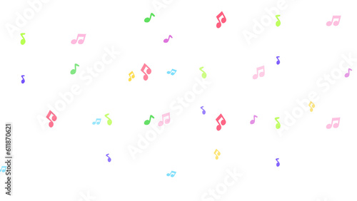 カラフルな音符（背景透過）の背景のイラスト
