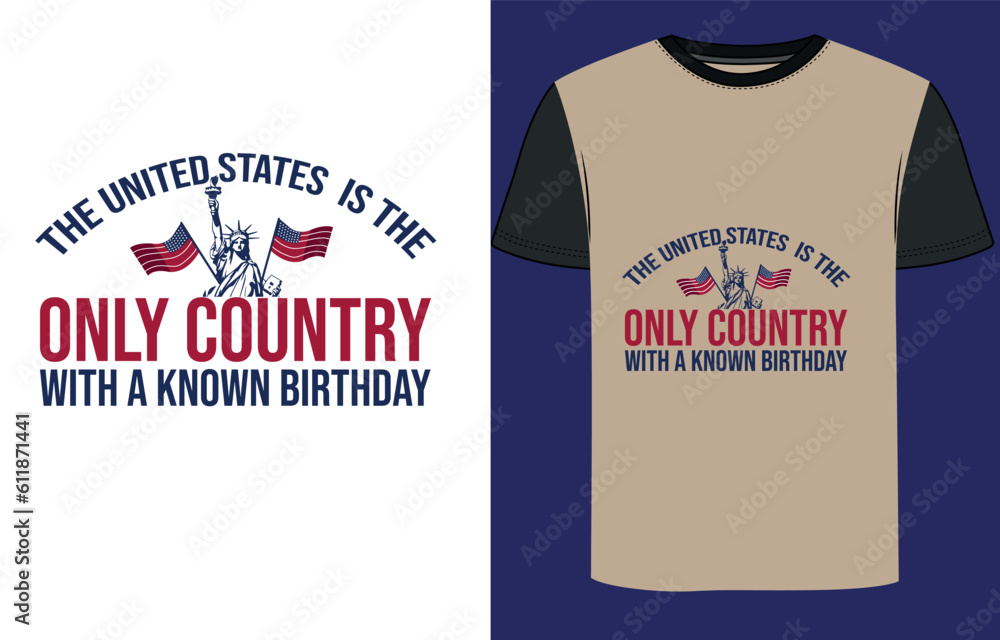 4th of July T-shirt design and U S A