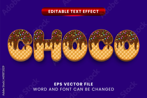 Choco waffle textured editable vector text effect