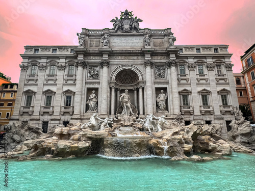 Fotografía trevi fountain at sunset