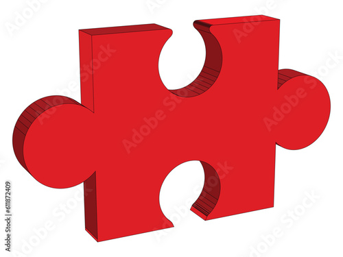 Single Red 3D Jigsaw Piece