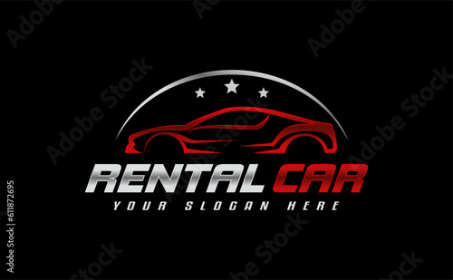 set of car rental, rent car logo isolated on black background modern style abstract
