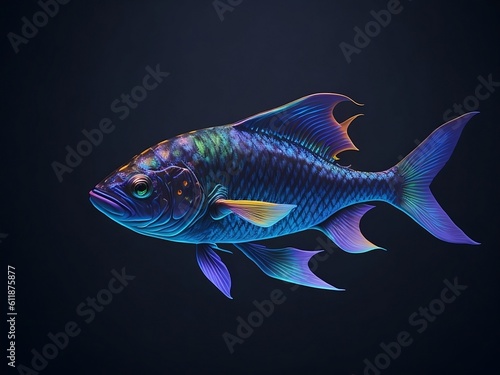 a colorful holographic fish glowing in ocean, ai generated © Mahesh Shrigani