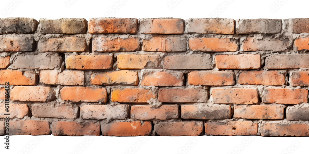 Obraz premium Old brick wall with mortar isolated - Generative AI