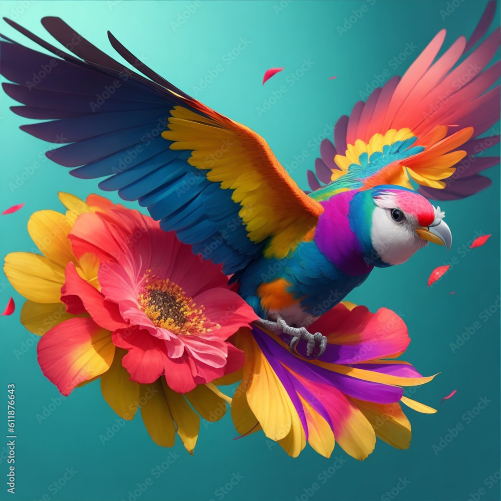 flying bird with flower flying bird with flower