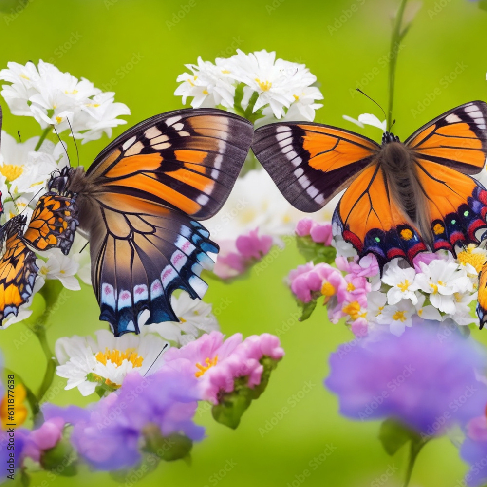 flying butterfly with flowers flying butterfly with flowers