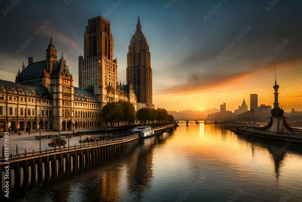 Fototapeta premium saint cathedral at sunset