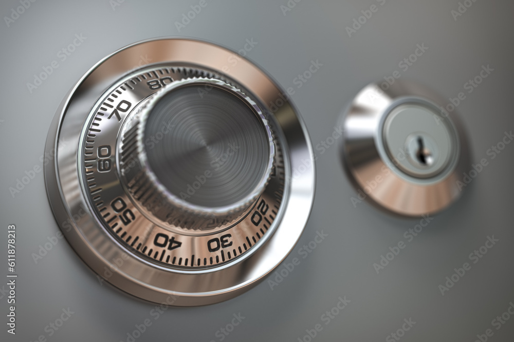 Safe combination lock wheel with space for text. Safe combination lock wheel with space for text.