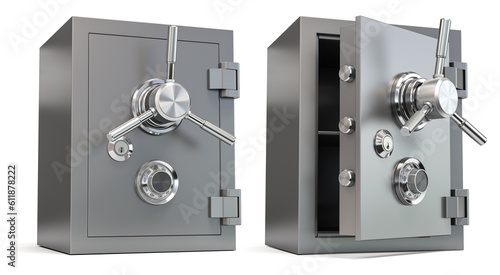 Bank vault safe isolated on white. Security and protection. photo