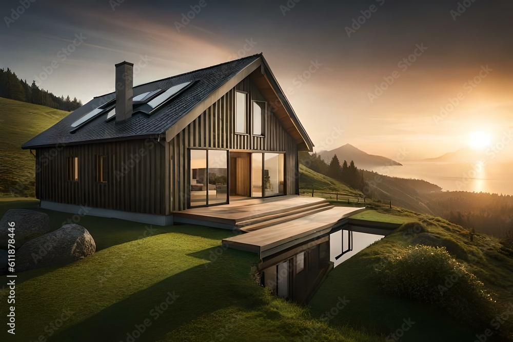 Fototapeta premium house at sunset