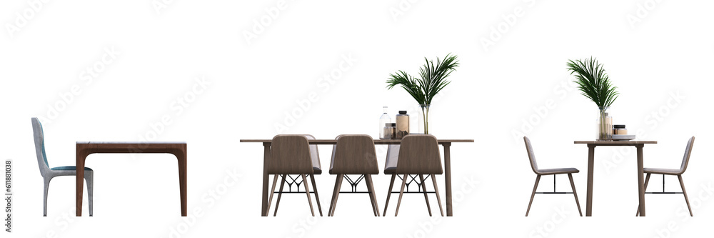 Fototapeta premium diner table isolated on white background, 3D illustration, cg render