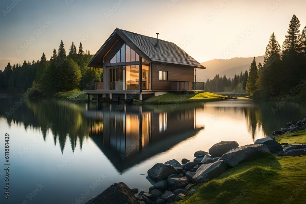 Fototapeta premium house on the lake