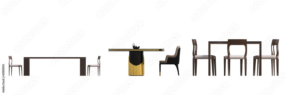diner table isolated on transparent background, 3D illustration, cg render diner table isolated on transparent background, 3D illustration, cg render