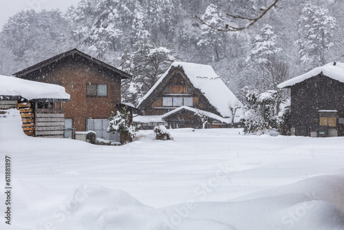 Shirakawa-go,Shirakawa Village,in the winter,World heritage site,Gifu,Japan