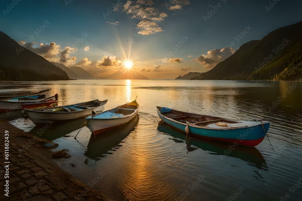 boats at sunset