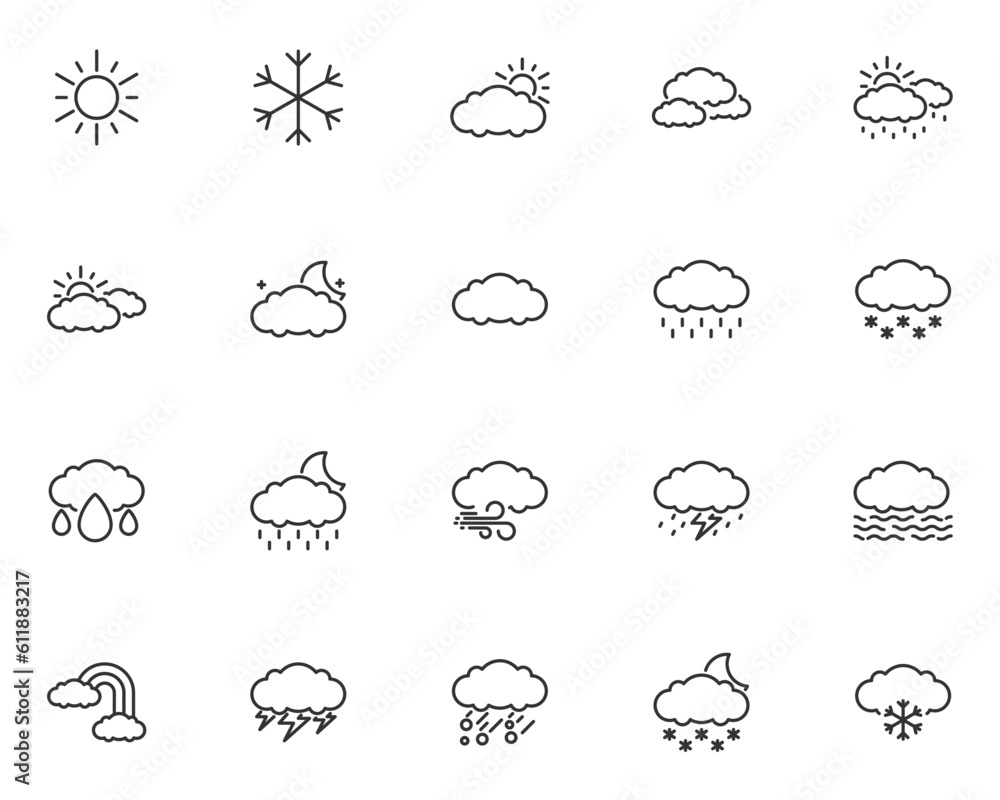 set of weather icons, cloud, forecast set of weather icons, cloud, forecast