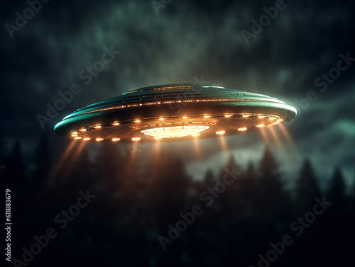 Ufo in the night with light on it